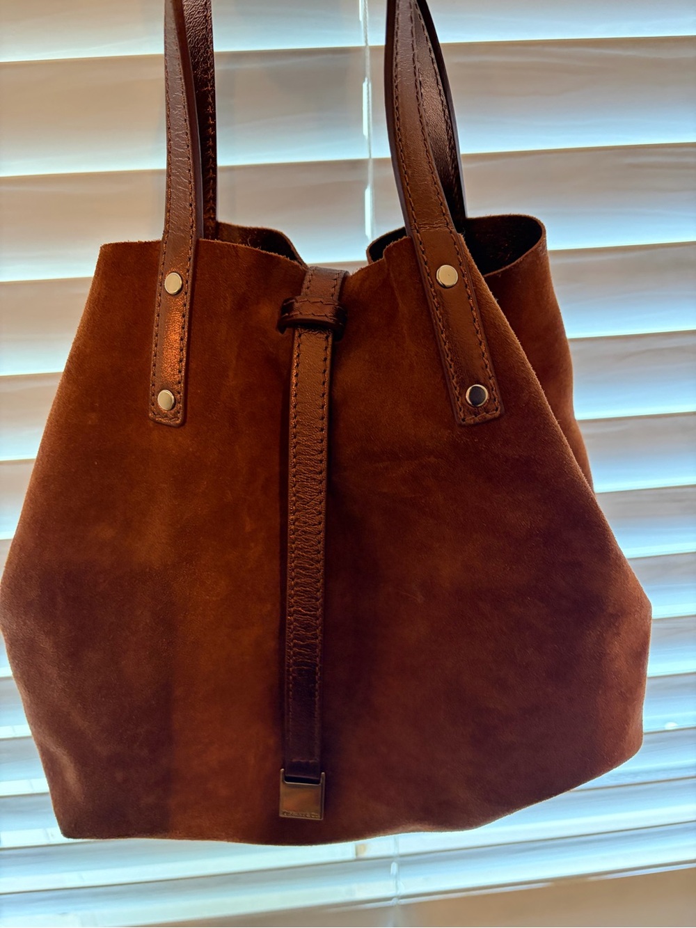 Tiffany & Co. Brown Suede Tote Bag with Leather Trim - Women Bags